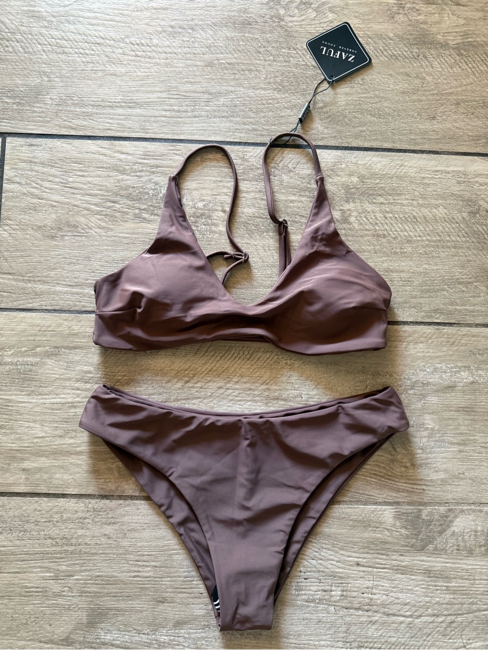 Zaful Mauve Brown Two-Piece Bikini Set
